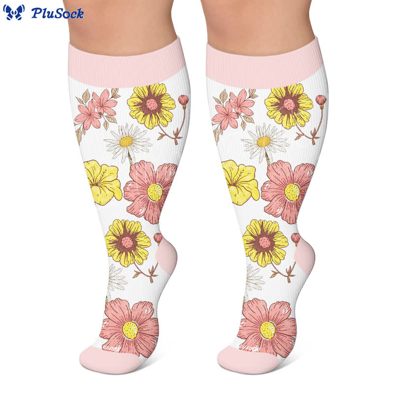 Chaussettes de compression Pastel Bloom grandes tailles - image 6