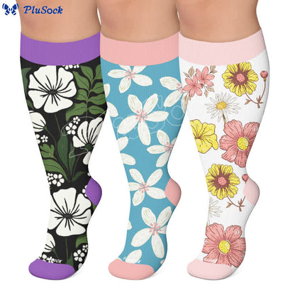 Chaussettes de compression Pastel Bloom grandes tailles - image 0