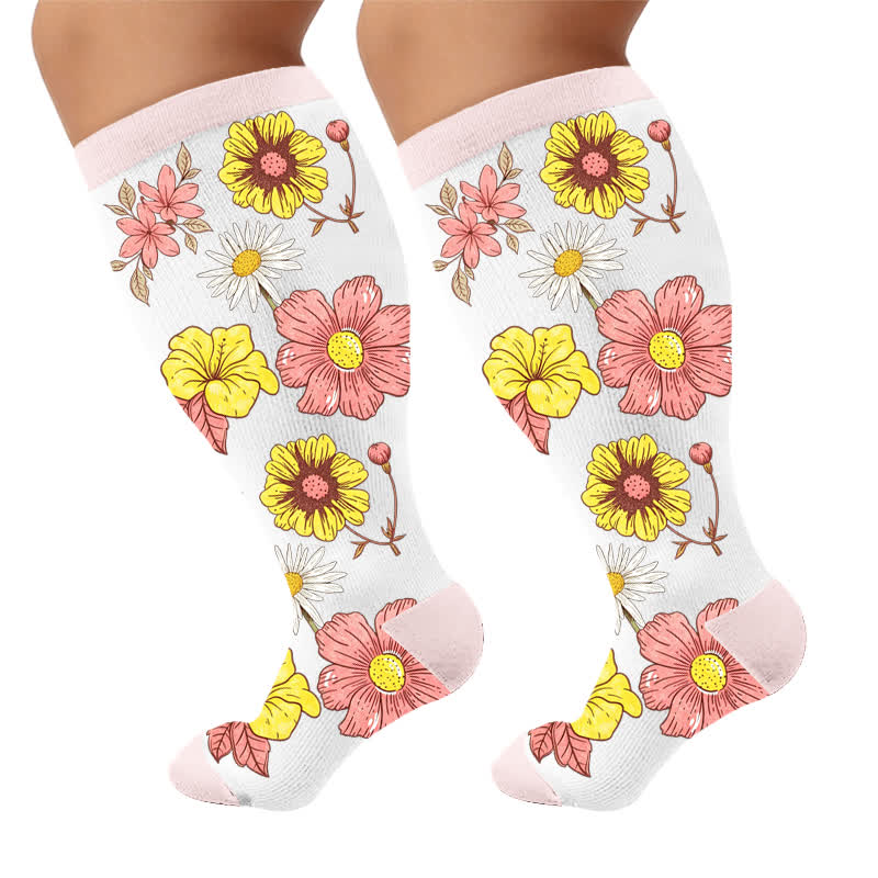 Chaussettes de compression Pastel Bloom grandes tailles - image 10