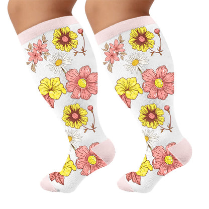 Chaussettes de compression Pastel Bloom grandes tailles - image 10