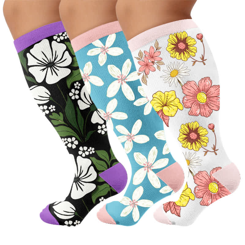 Chaussettes de compression Pastel Bloom grandes tailles - image 7