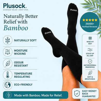 Chaussettes de compression noires en bambou grande taille - image 1
