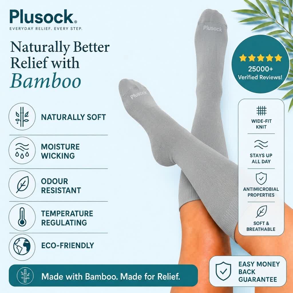 Chaussettes de compression grises en bambou grande taille - image 1
