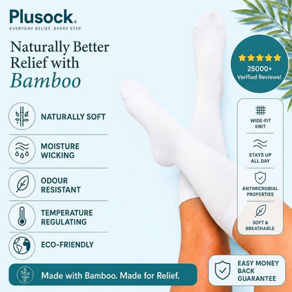Chaussettes de compression blanches en bambou grande taille - image 1