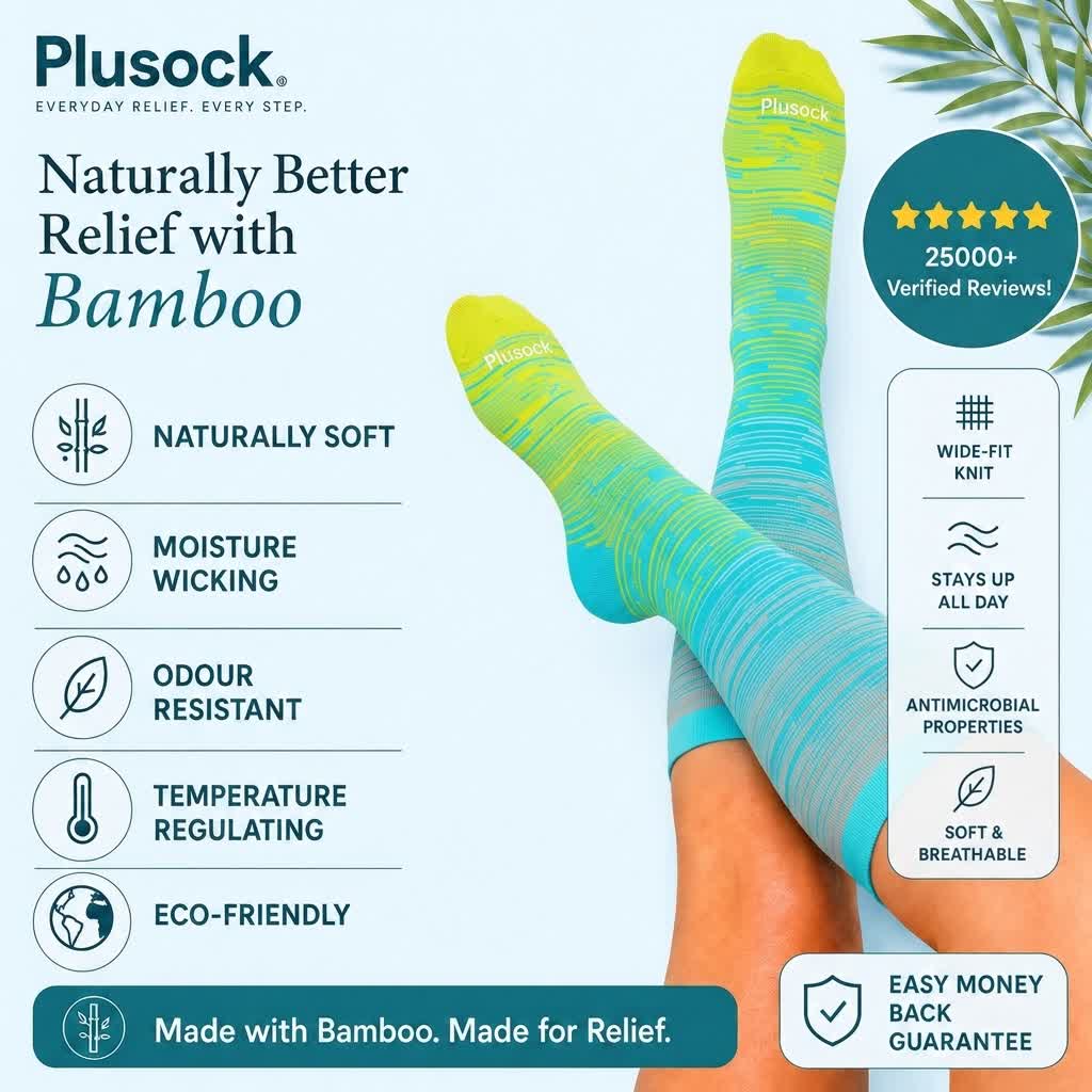 Chaussettes de compression en bambou à rayures jaunes grandes tailles - image 1