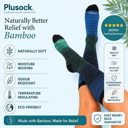 Chaussettes de compression en bambou à rayures bleues grandes tailles - image 1