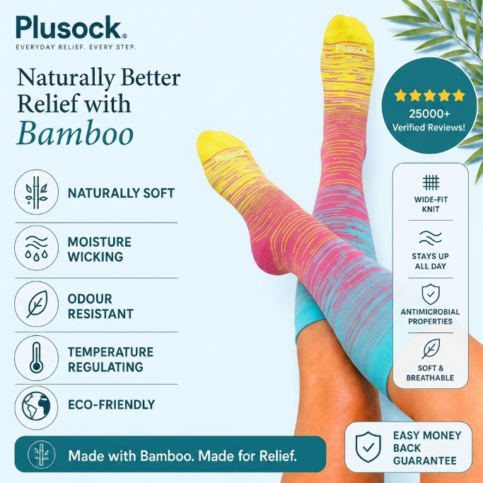 Chaussettes de compression en bambou à rayures roses grandes tailles - image 1