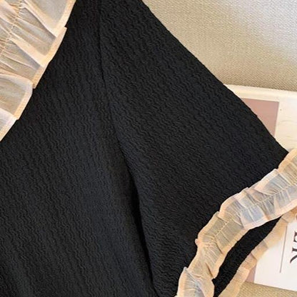 Ensemble haut asymétrique à volants et jupe midi fluide grande taille - image 2