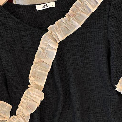 Ensemble haut asymétrique à volants et jupe midi fluide grande taille - image 1
