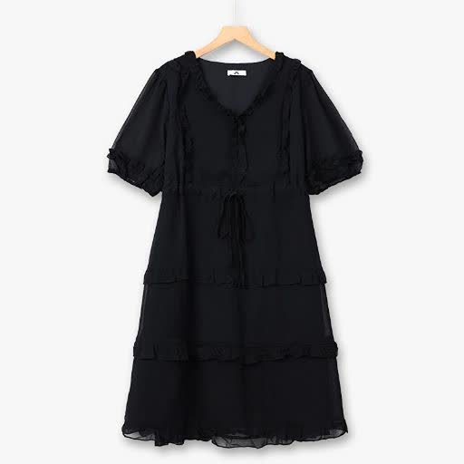 Robe midi romantique à volants pour grandes tailles - Noir - 7XL - image 1