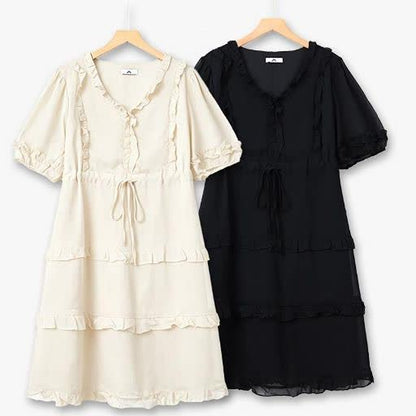 Robe midi romantique à volants pour grandes tailles - image 0
