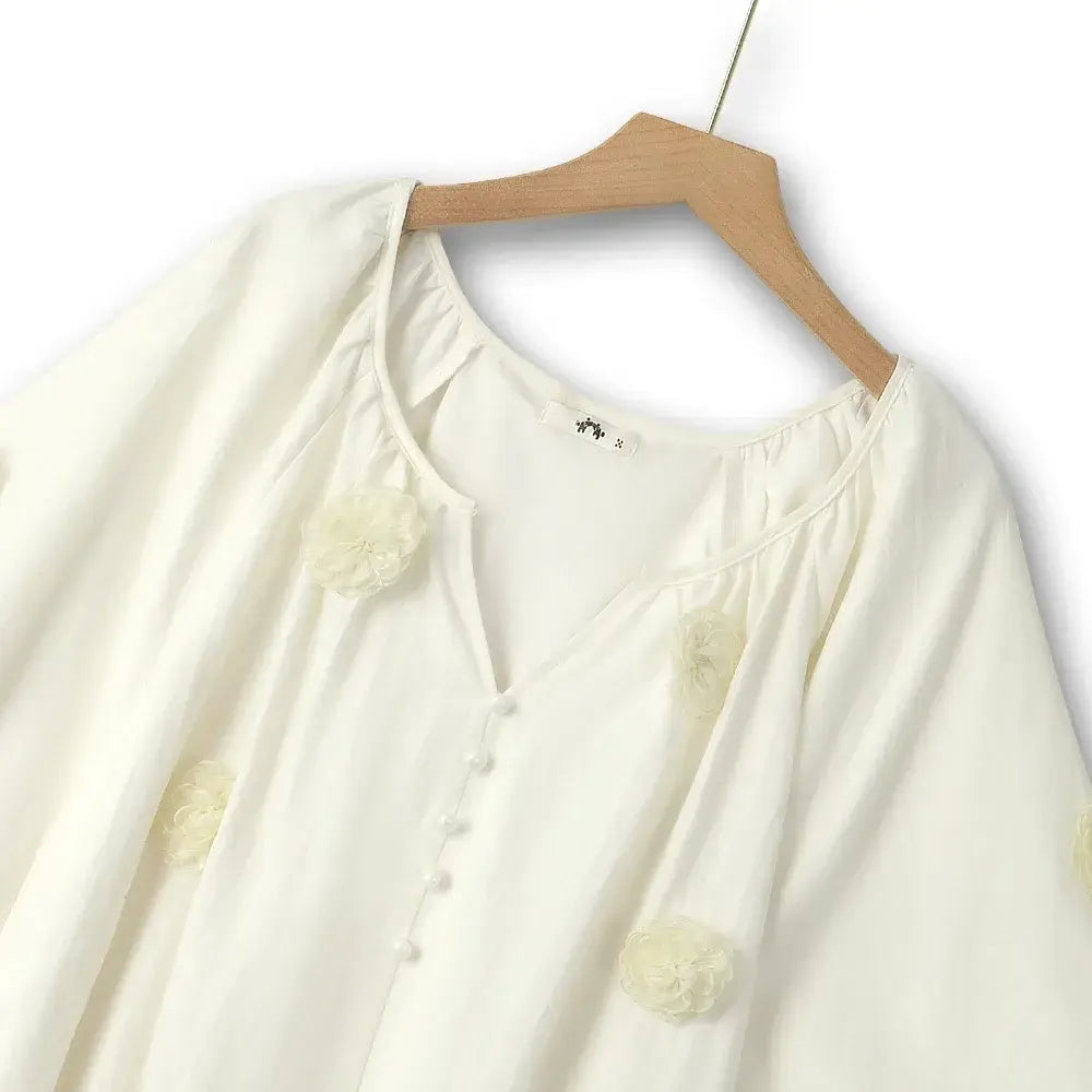 Robe midi ivoire à franges et taille nouée, style bohème doux - image 1