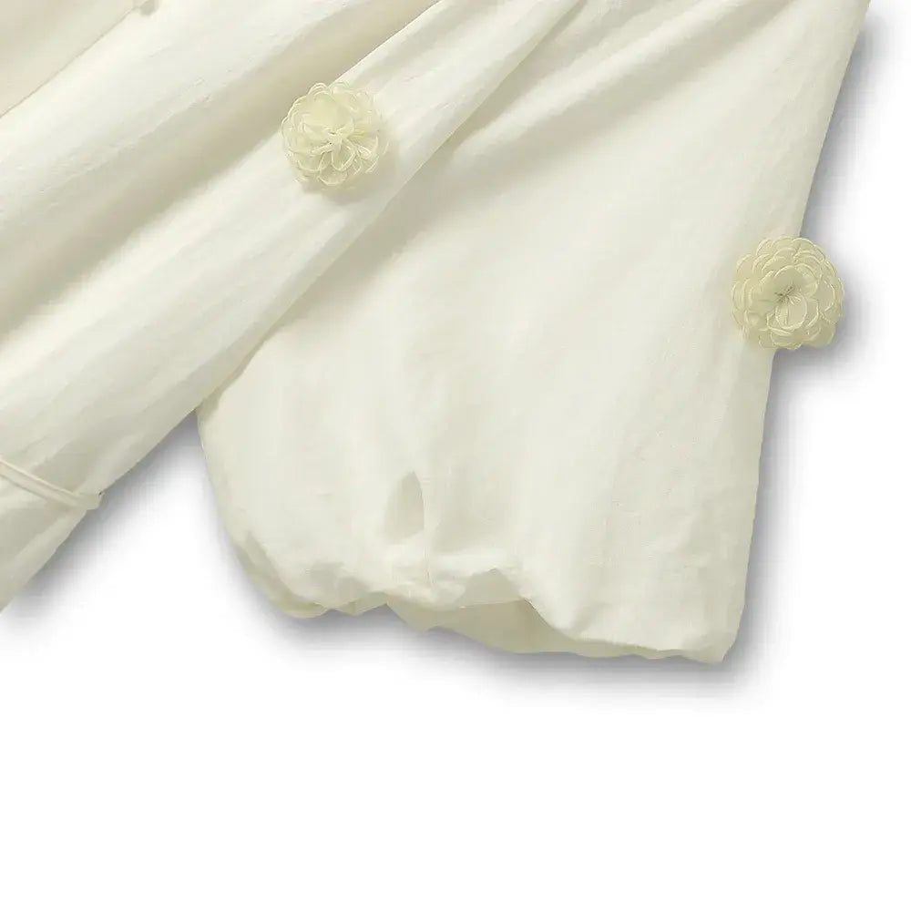 Robe midi ivoire à franges et taille nouée, style bohème doux - image 3