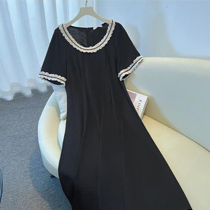 Robe midi en dentelle contrastée grande taille - image 1