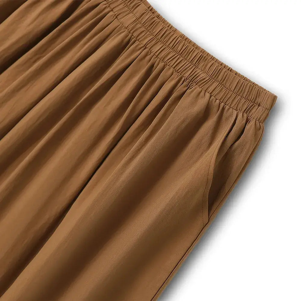 Ensemble haut décontracté ceinturé et pantalon à jambes larges et poches - image 12