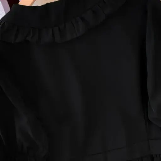 Robe midi grande taille à col volanté et boutons sur le devant - image 3