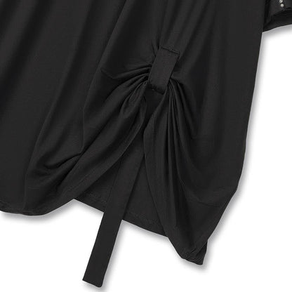 Ensemble jupe midi à manches courtes froncées et nœud latéral grande taille - image 4