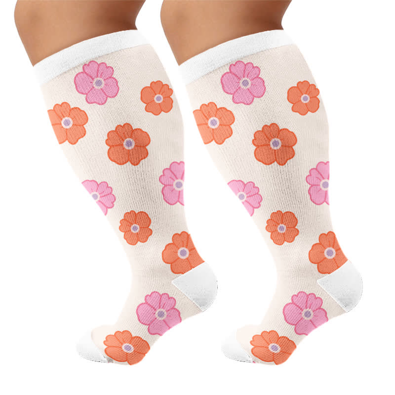Chaussettes de compression Daisy Butterfly grandes tailles - Beige - 4XL - image 8