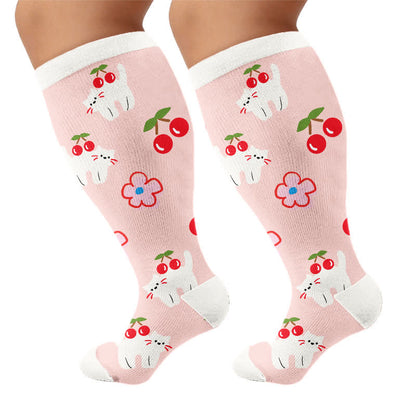 Chaussettes de compression Daisy Butterfly grandes tailles - Rose - 4XL - image 9