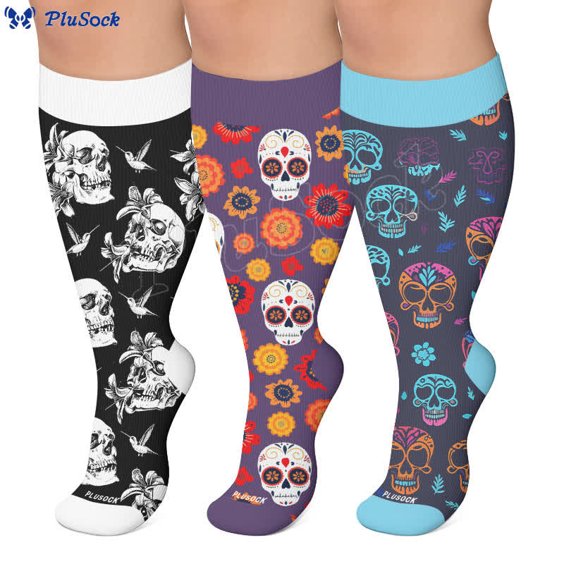 Chaussettes de compression grandes tailles à tête de sucre - image 0