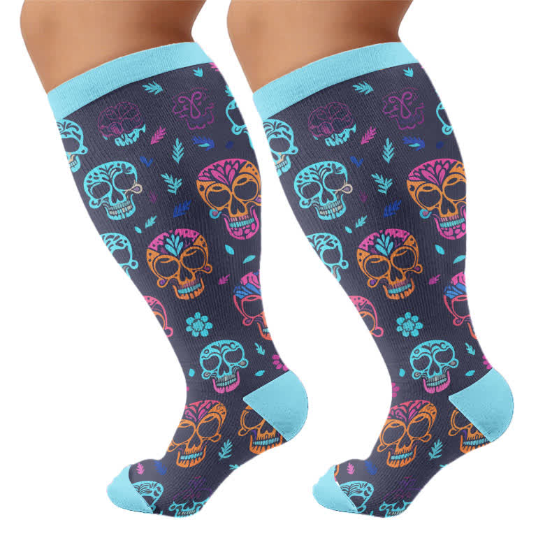 Chaussettes de compression grandes tailles à tête de sucre - Bleu - 4XL - image 9