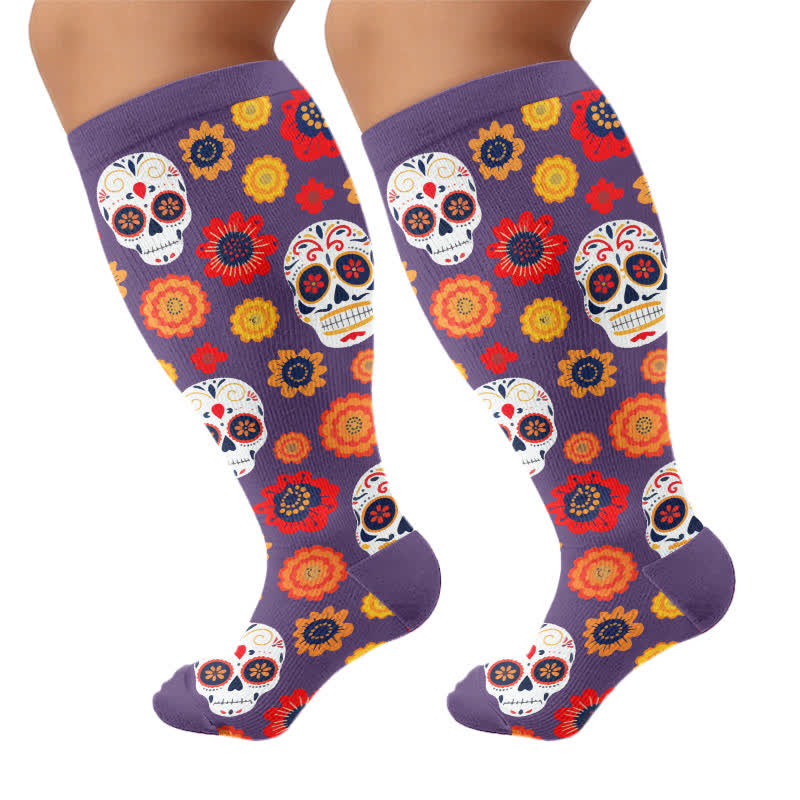 Chaussettes de compression grandes tailles à tête de sucre - Violet - 4XL - image 10