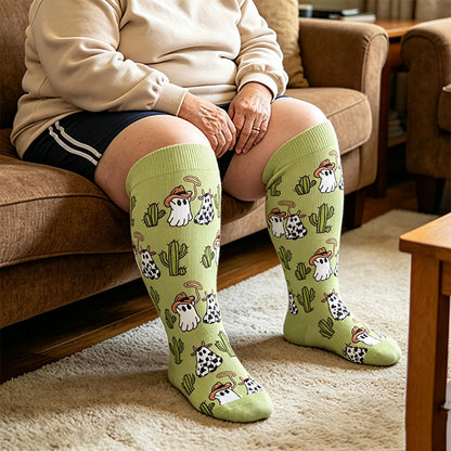Chaussettes de compression mignonnes et effrayantes grandes tailles - Vert armée - 4XL - image 3
