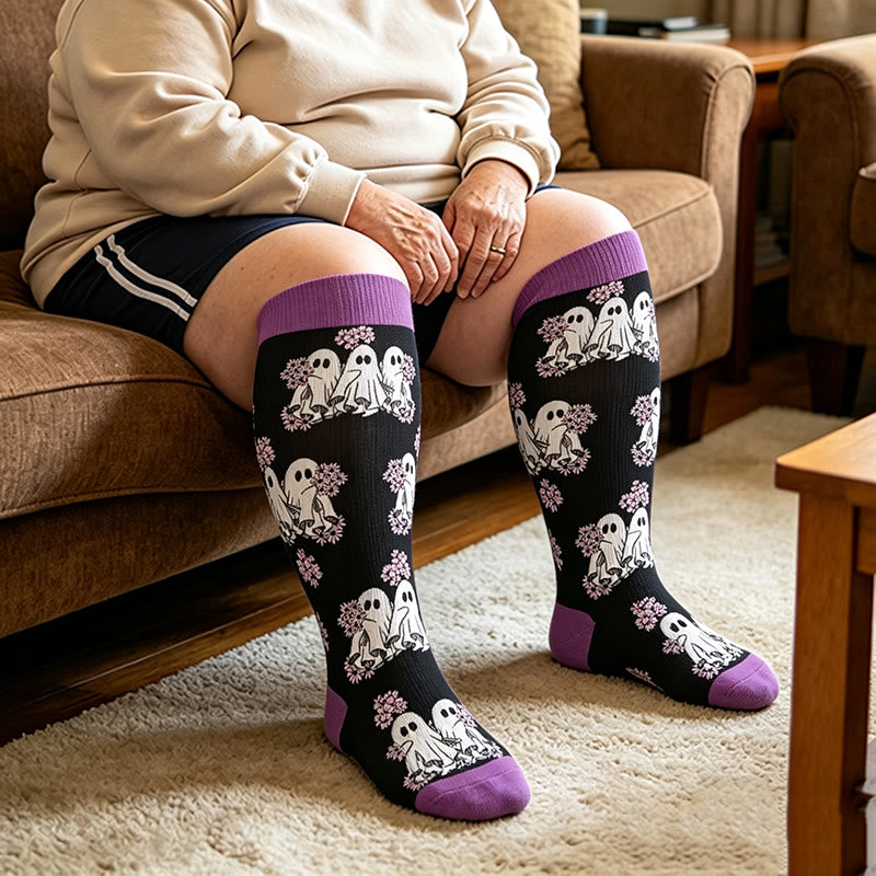 Chaussettes de compression mignonnes et effrayantes grandes tailles - Violet - 4XL - image 1