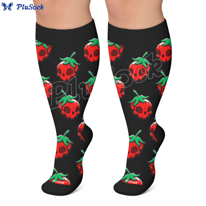 Chaussettes de compression roses à tête de mort et marguerite grande taille - image 5