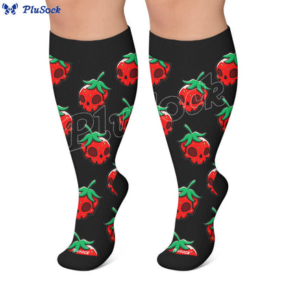 Chaussettes de compression roses à tête de mort et marguerite grande taille - image 5