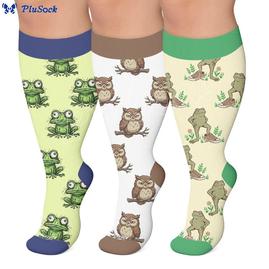 Chaussettes de compression grande taille Hibou Grenouille - image 0