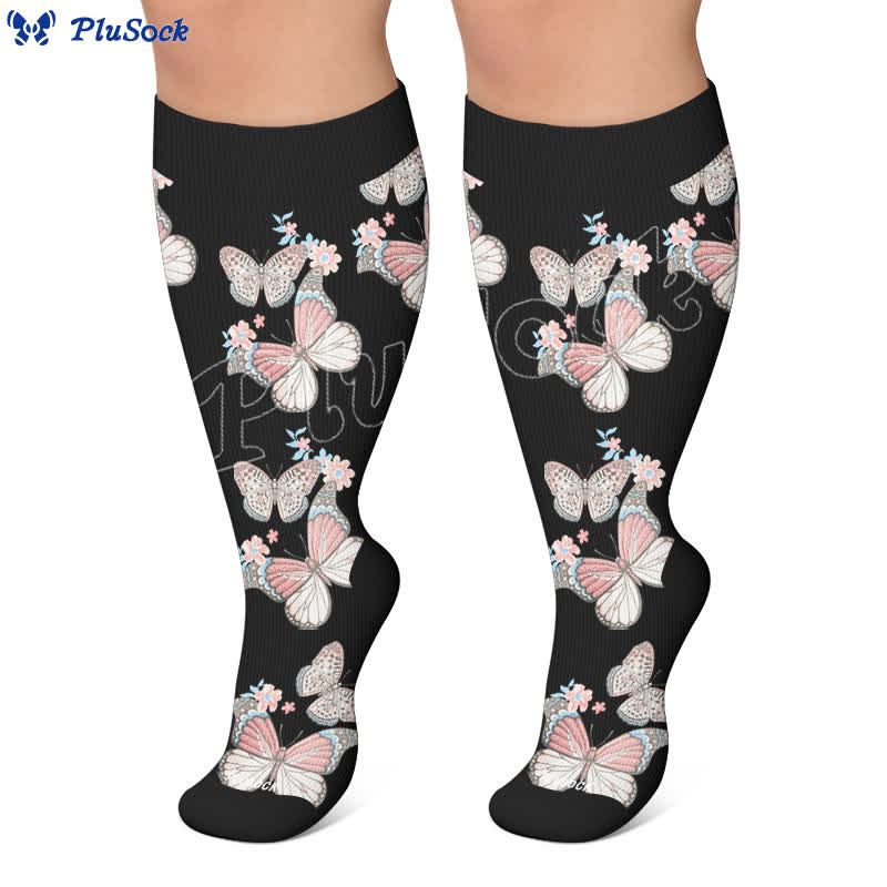 Chaussettes de compression fleuries grandes tailles - image 4