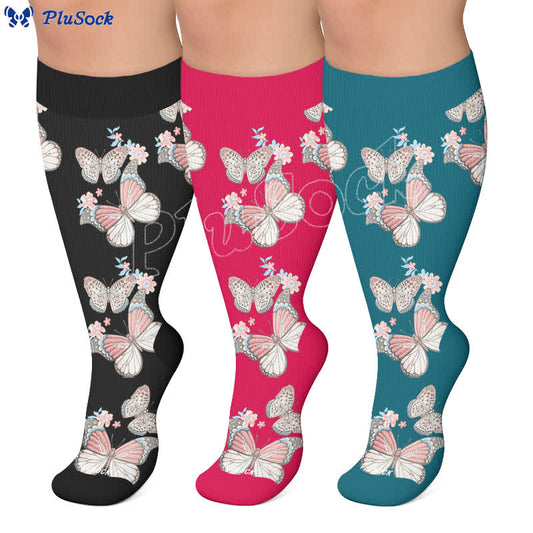 Chaussettes de compression fleuries grandes tailles - image 0