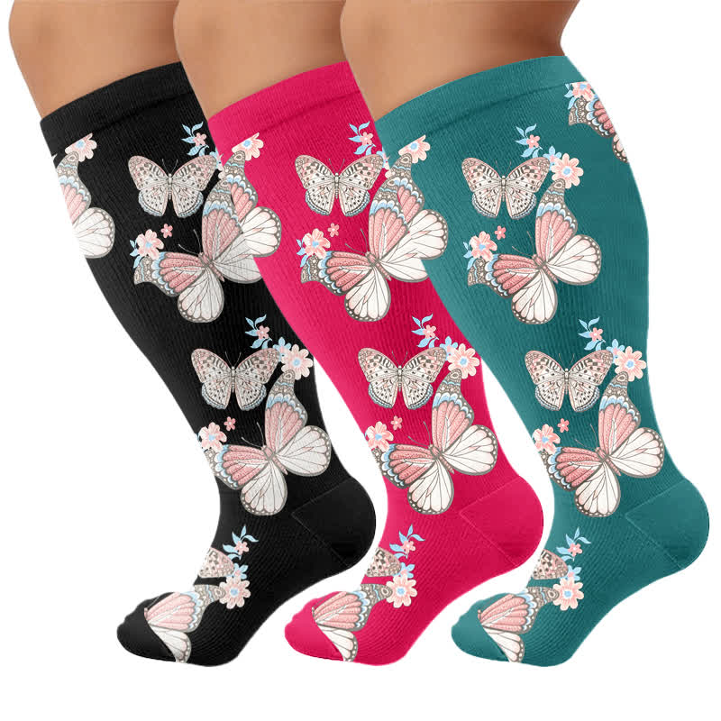 Chaussettes de compression fleuries grandes tailles - image 7