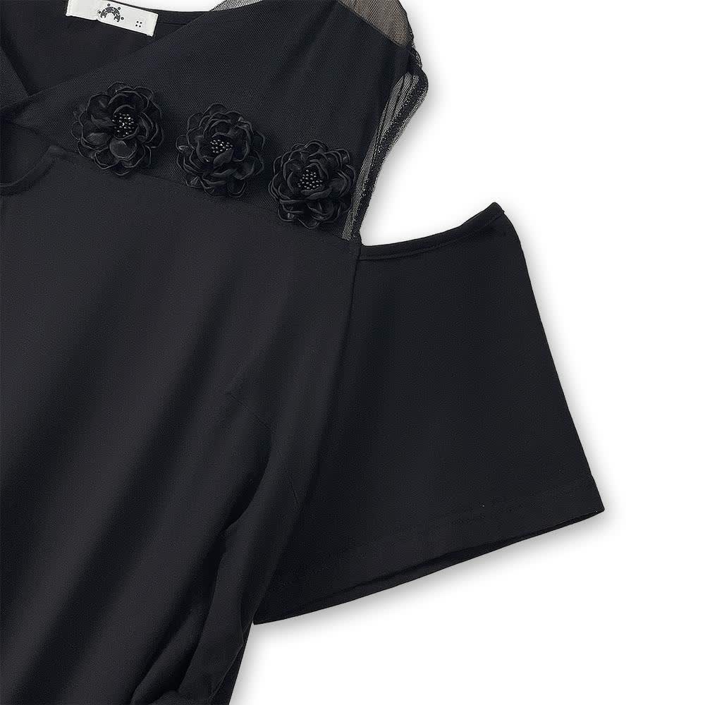 Robe midi grande taille à taille froncée, col en V en maille et manches courtes - image 4