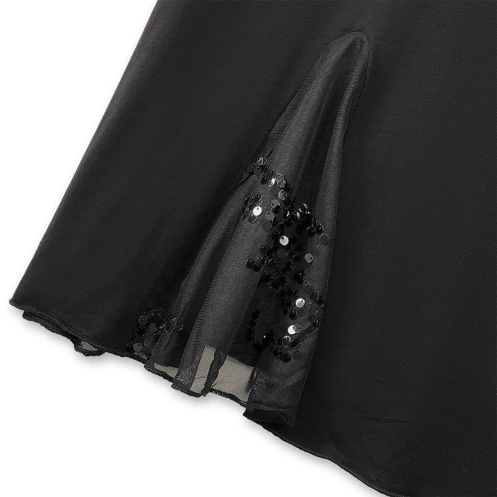 Robe midi grande taille à taille froncée, col en V en maille et manches courtes - image 5