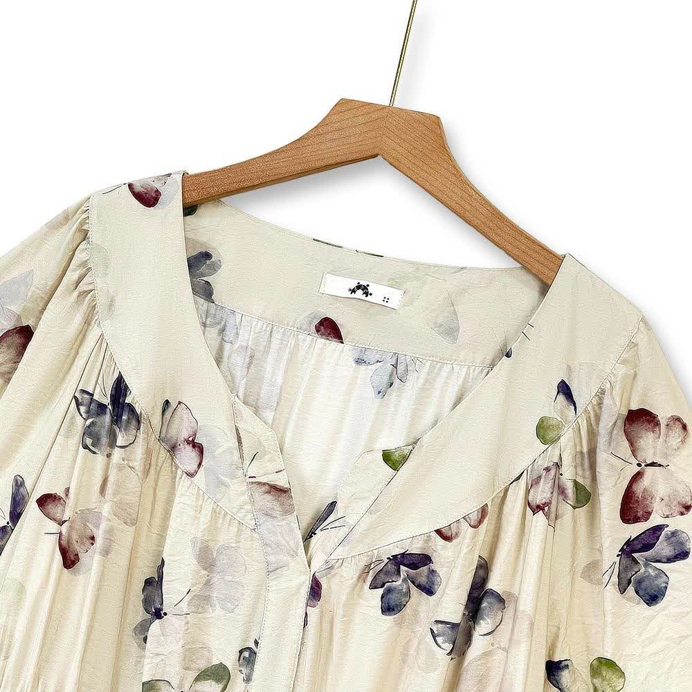 Robes d'été légères vintage à fleurs, col en V et taille empire - image 1