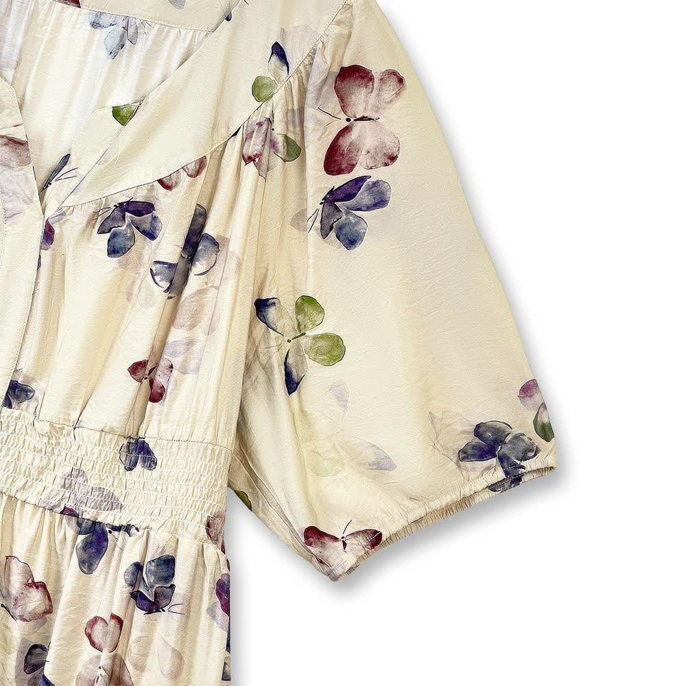 Robes d'été légères vintage à fleurs, col en V et taille empire - image 2