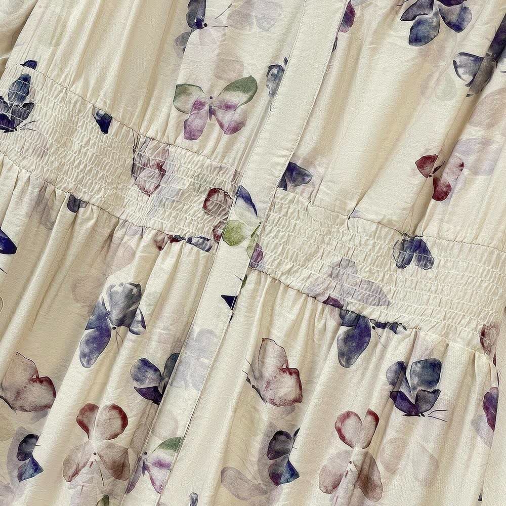 Robes d'été légères vintage à fleurs, col en V et taille empire - image 3