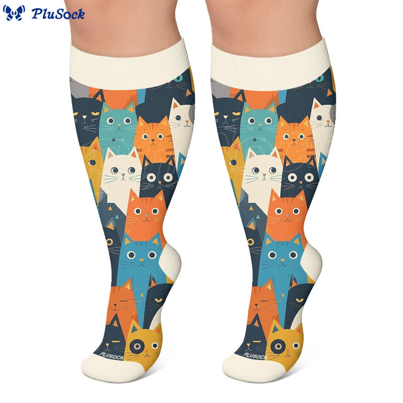 Chaussettes de compression grandes tailles à motifs chat et chien - image 5