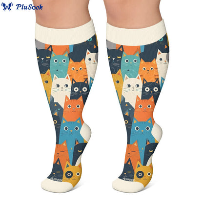 Chaussettes de compression grandes tailles à motifs chat et chien - image 5