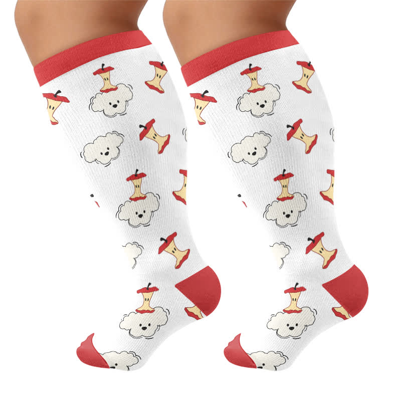 Chaussettes de compression grandes tailles à motifs chat et chien - Rouge - 4XL - image 9