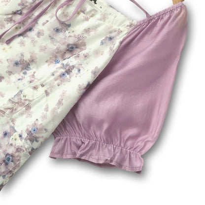 Robes d'été trapèze à col carré bouffant et imprimé floral contrasté pour grandes tailles - image 2