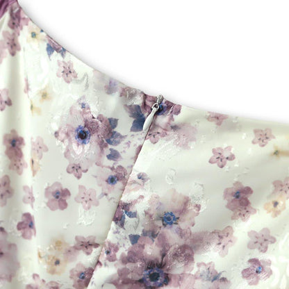 Robes d'été trapèze à col carré bouffant et imprimé floral contrasté pour grandes tailles - image 3