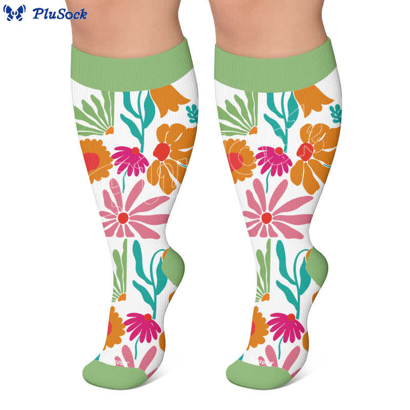 Chaussettes de compression grandes tailles à motif paresseux botanique - image 5