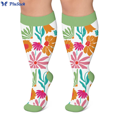Chaussettes de compression grandes tailles à motif paresseux botanique - image 5