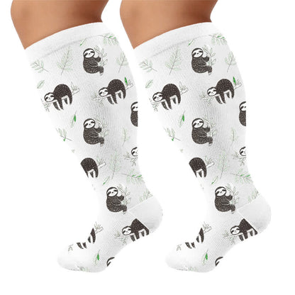 Chaussettes de compression grandes tailles à motif paresseux botanique - image 10