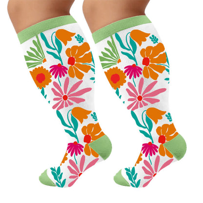 Chaussettes de compression grandes tailles à motif paresseux botanique - image 9