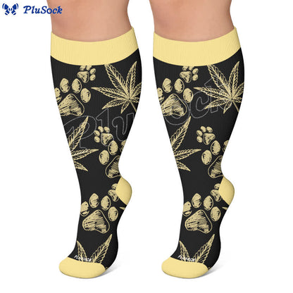 Chaussettes de compression grandes tailles Black Orange Cat - image 5