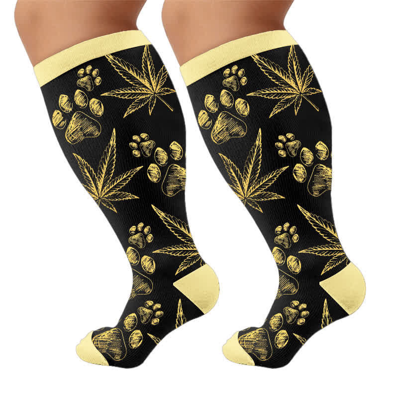 Chaussettes de compression grandes tailles Black Orange Cat - image 9